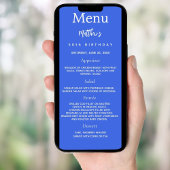 Royal blauwe foto leuke feiten verjaardagsmenu kaa kaart