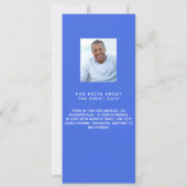 Royal blauwe foto leuke feiten verjaardagsmenu kaa kaart (Achterkant)