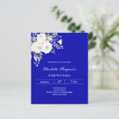 Royal blauwe witte bloemen verjaardagsuitnodiging (Staand voorkant)