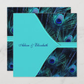 Royal Blauwgroen Blue Peacock bruiloft Kaart (Voorkant / Achterkant)