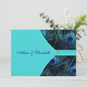 Royal Blauwgroen Blue Peacock Huwelijksuitnodiging Kaart (Staand voorkant)