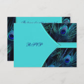 Royal Blauwgroen Blue Peacock Wedding RSVP (Voorkant / Achterkant)