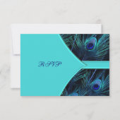 Royal Blauwgroen Blue Peacock Wedding RSVP Kaartje (Voorkant)