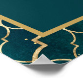 Royal Blauwgroen Gold Dastar bandi ceremonieteken Poster (Hoek)