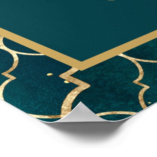 Royal Blauwgroen Gold Dastar bandi ceremonieteken Poster (Hoek)