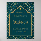 Royal Blauwgroen Gold Dastar bandi ceremonieteken Poster (Voorkant)