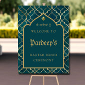 Royal Blauwgroen Gold Dastar bandi ceremonieteken Poster