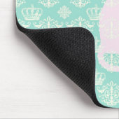  Royal Blauwgroen White Damask Cat Design Pattern Muismat (Hoek)