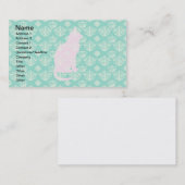 Royal Blauwgroen White Damask Cat Design Pattern Visitekaartje (Voorkant / Achterkant)