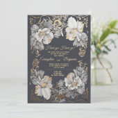 Royal  Bloemen Art Nouveau Bruiloft Kaart (Staand voorkant)