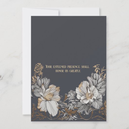 Royal Bloemen Art Nouveau Bruiloft Kaart (Achterkant)