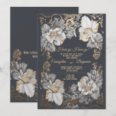 Royal  Bloemen Art Nouveau Bruiloft Kaart (Voorkant / Achterkant)