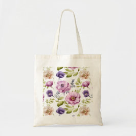 Royal Bloom Symphony Paarse bloemmotief Tote Bag
