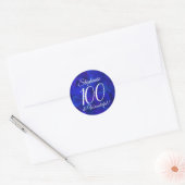 Royal Blue 100 en Wonderful Birthday Favor Ronde Sticker (Envelop)