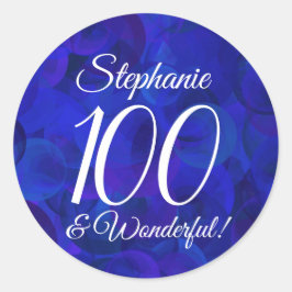 Royal Blue 100 en Wonderful Birthday Favor Ronde Sticker