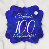 Royal Blue 100 en Wonderful Birthday Party Bedankjes Labels (Achterkant)