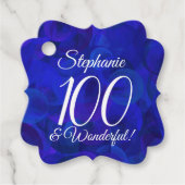 Royal Blue 100 en Wonderful Birthday Party Bedankjes Labels (Voorkant)