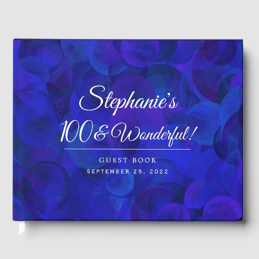 Royal Blue 100 en Wonderful Birthday Party Gastenboek (Voorkant)