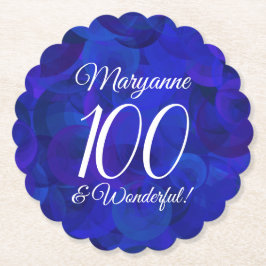 Royal Blue 100 en Wonderful Birthday Party Kartonnen Onderzetters