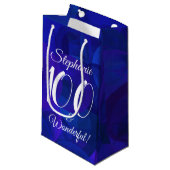 Royal Blue 100 en Wonderful Birthday Party Klein Cadeauzakje (Voorkant Gekanteld)