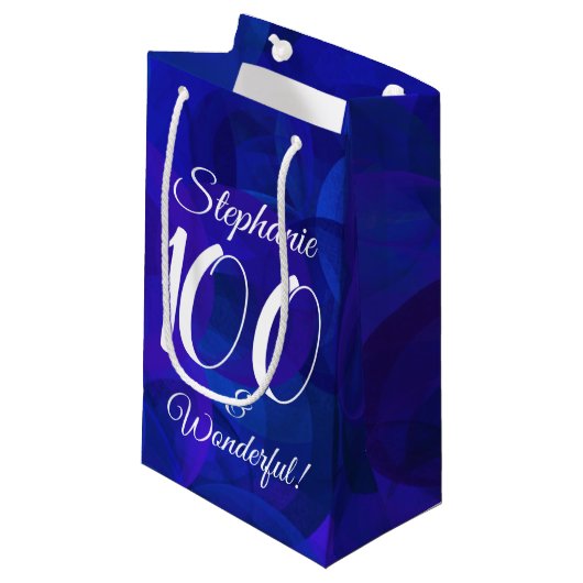 Royal Blue 100 en Wonderful Birthday Party Klein Cadeauzakje (Voorkant Gekanteld)