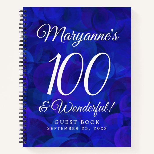 Royal Blue 100 en Wonderful Birthday Party Notitieboek (Voorkant)