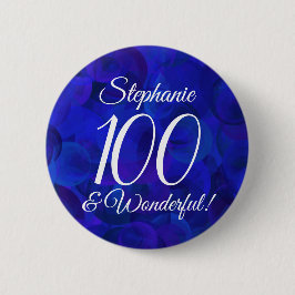 Royal Blue 100 en Wonderful Birthday Party Ronde Button 5,7 Cm