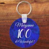 Royal Blue 100 en Wonderful Birthday Party Sleutelhanger (Voorkant)