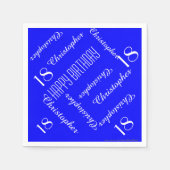 Royal Blue 18e verjaardagsfeest Herhaal Namen Papi Servet (Voorkant)