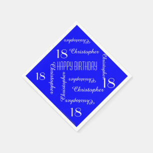 Royal Blue 18e verjaardagsfeest Herhaal Namen Papi Servet