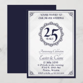 Royal Blue 25th Anniversary Uitnodiging (Voorkant / Achterkant)