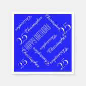 Royal Blue 25th Birthday Party Herhaal Namen, Papi Servetten (Voorkant)