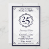Royal Blue 25th Jubileum Invite Kaart (Voorkant)