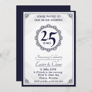 Royal Blue 25th Jubileum Invite Kaart