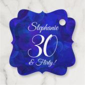 Royal Blue 30 en Flirty Birthday Party Bedankjes Labels (Achterkant)