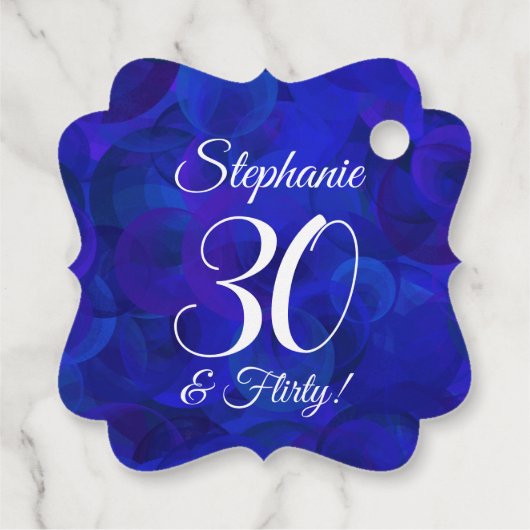 Royal Blue 30 en Flirty Birthday Party Bedankjes Labels (Achterkant)