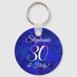Royal Blue 30 en Flirty Birthday Party Favor Sleutelhanger