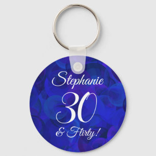 Royal Blue 30 en Flirty Birthday Party Favor Sleutelhanger