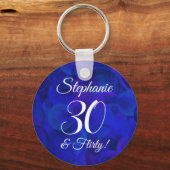 Royal Blue 30 en Flirty Birthday Party Favor Sleutelhanger (Voorkant)