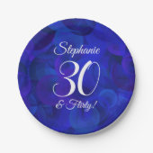 Royal Blue 30 en Flirty Birthday Party Papieren Bordje (Voorkant)