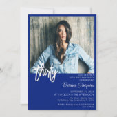 Royal Blue 30e verjaardag foto uitnodiging (Voorkant)