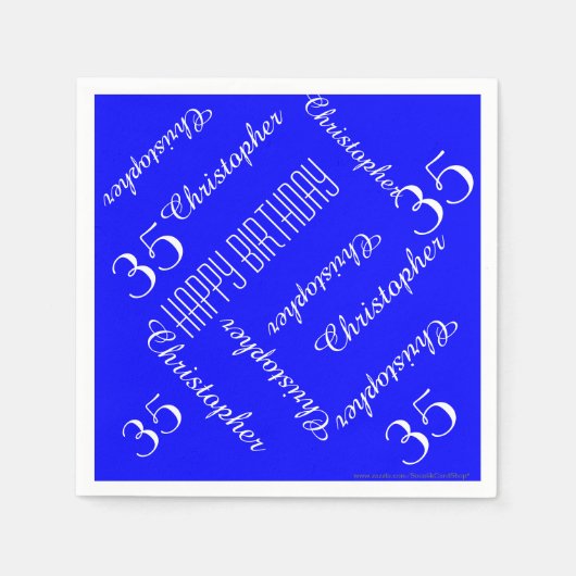 Royal Blue 35th Birthday Party, Names, Paper Servetten (Voorkant)