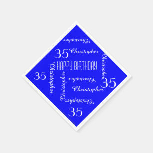Royal Blue 35th Birthday Party, Names, Paper Servetten