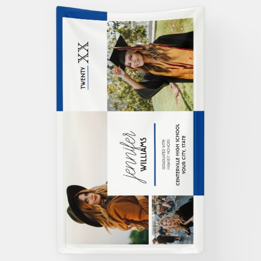 Royal Blue 3 Photo Afstuderen Banner (Verticaal)