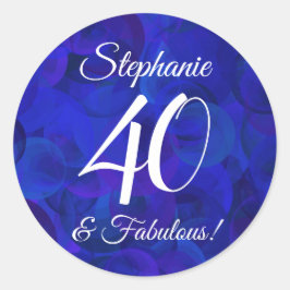 Royal Blue 40 en Fabulous Birthday Favor Ronde Sticker