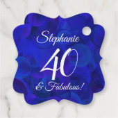 Royal Blue 40 en Fabulous Birthday Party Bedankjes Labels (Achterkant)