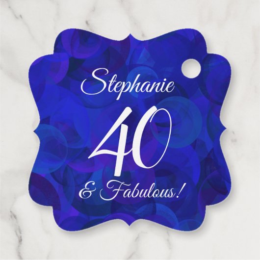 Royal Blue 40 en Fabulous Birthday Party Bedankjes Labels (Achterkant)