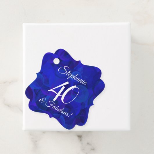 Royal Blue 40 en Fabulous Birthday Party Bedankjes Labels (In situ)