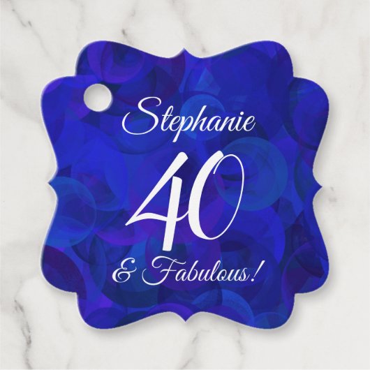 Royal Blue 40 en Fabulous Birthday Party Bedankjes Labels (Voorkant)