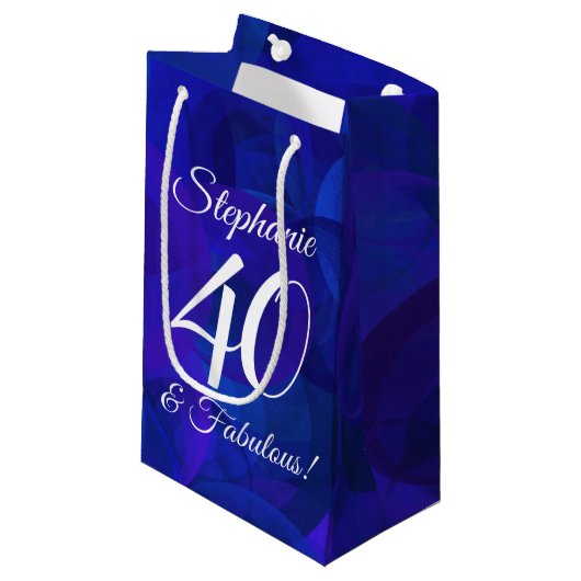 Royal Blue 40 en Fabulous Birthday Party Klein Cadeauzakje (Voorkant Gekanteld)